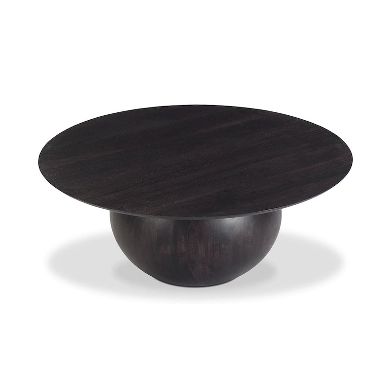 Modern solid acacia wood round base coffee table