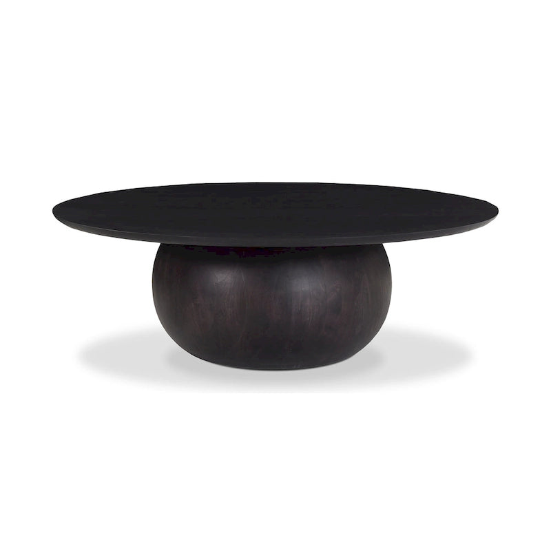 Modern solid acacia wood round base coffee table