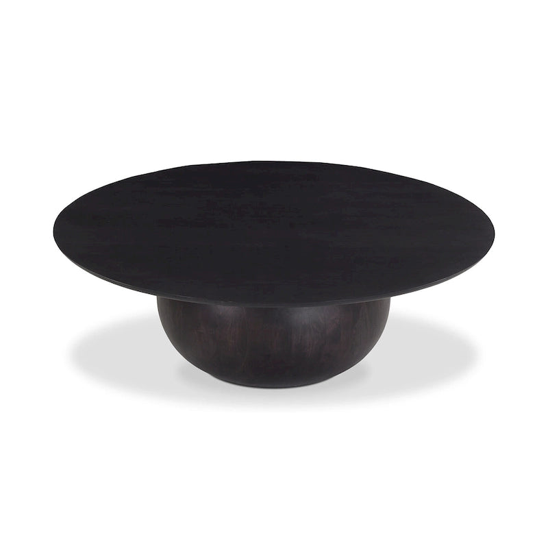 Modern solid acacia wood round base coffee table