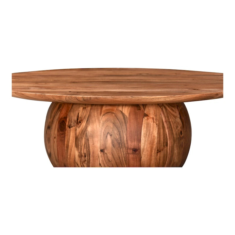 Modern solid acacia wood round base coffee table