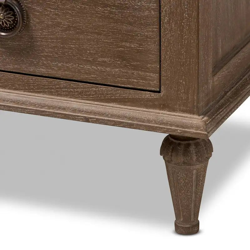 Rustic Wood 3-Drawer Nightstand by