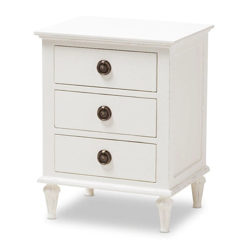 Rustic Wood 3-Drawer Nightstand by