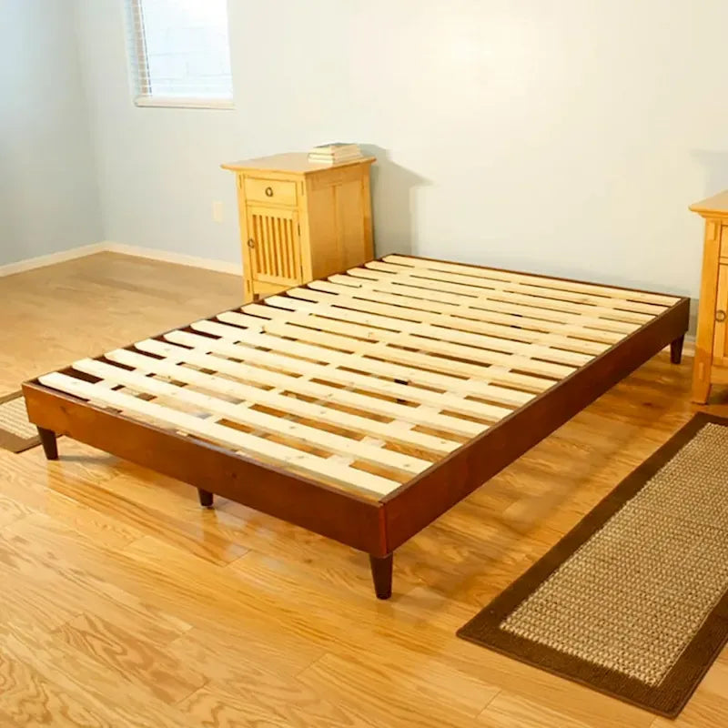 Natural Wood Platform Bed Frame for Latex or Memory Foam Mattress