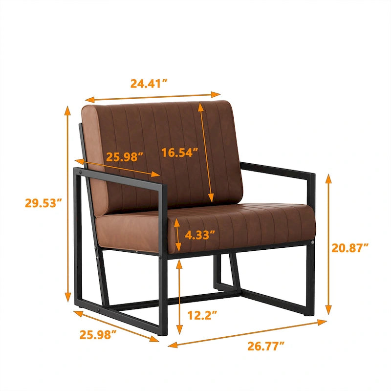 PU Leather Feature Armchair with Thick Padded Backrest