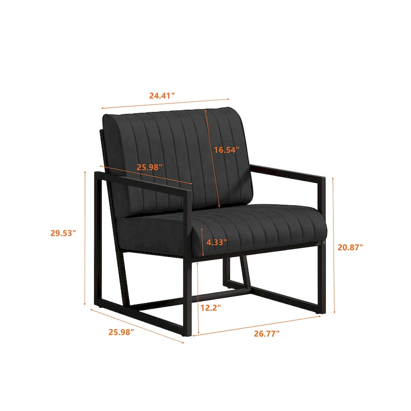PU Leather Feature Armchair with Thick Padded Backrest