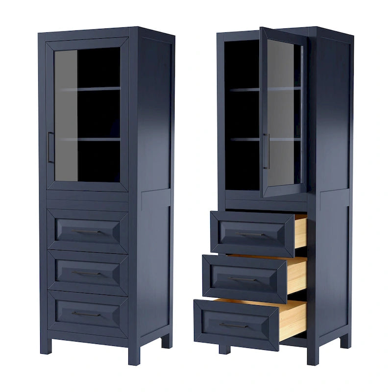 Linen storage cabinet with cabinet and 3 drawers