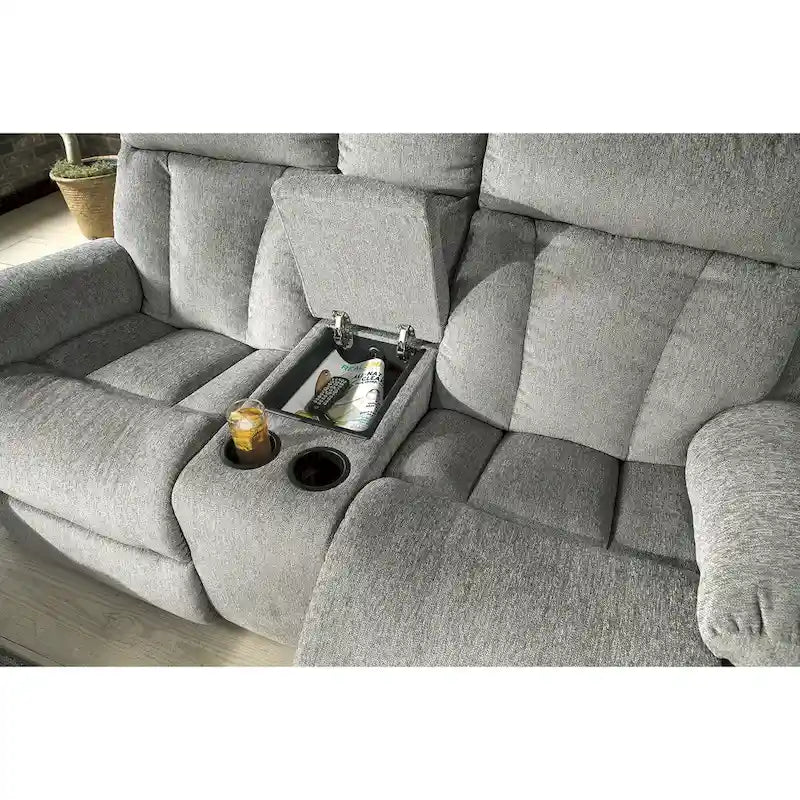 Recliner-style double sofa with control panel