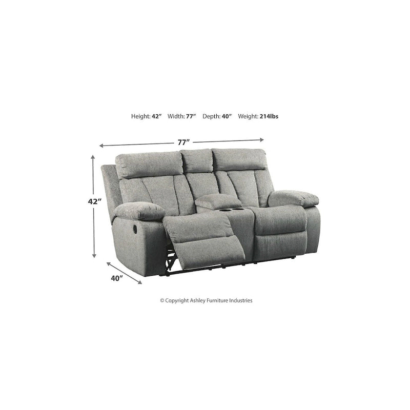 Recliner-style double sofa with control panel