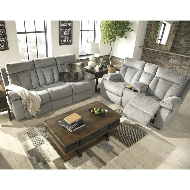 Recliner-style double sofa with control panel