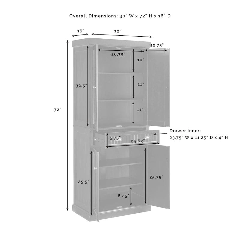 Sideboard - 30 inches wide x 16 inches deep x 72 inches high