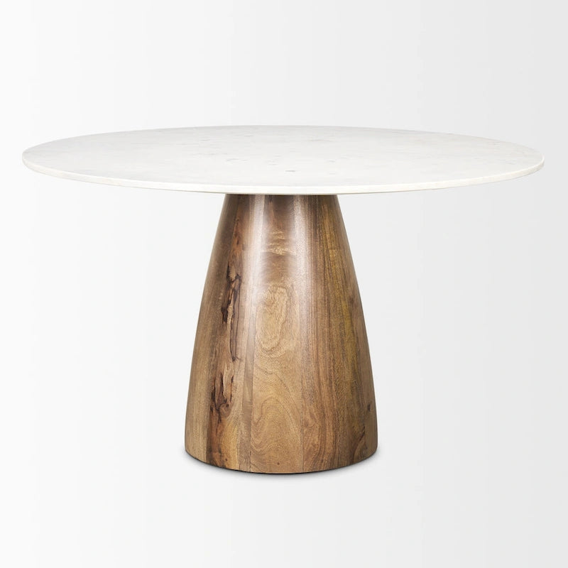48-inch round brown dining table with white marble base - 48.0 inches long x 48.0 inches wide x 30.0 inches high