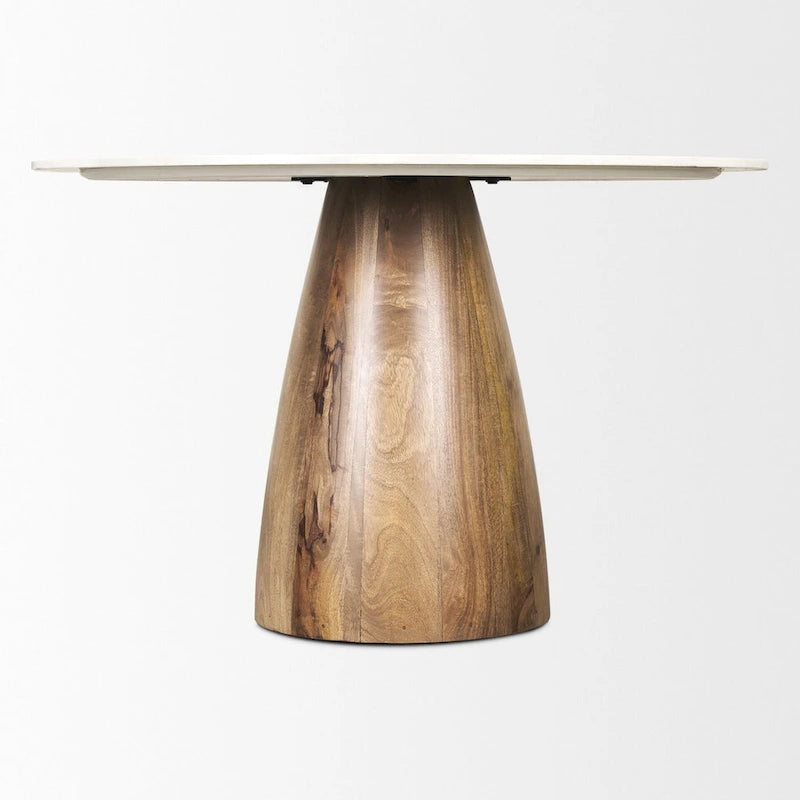 48-inch round brown dining table with white marble base - 48.0 inches long x 48.0 inches wide x 30.0 inches high