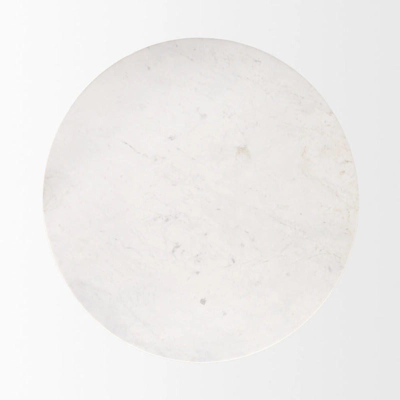 48-inch round brown dining table with white marble base - 48.0 inches long x 48.0 inches wide x 30.0 inches high