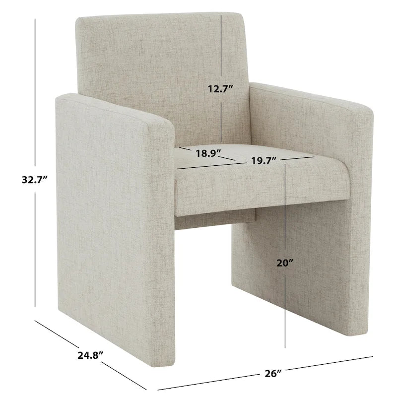 Linen Armchair - 26 inches wide x 25 inches deep x 33 inches high - 26W x 25D x 33H