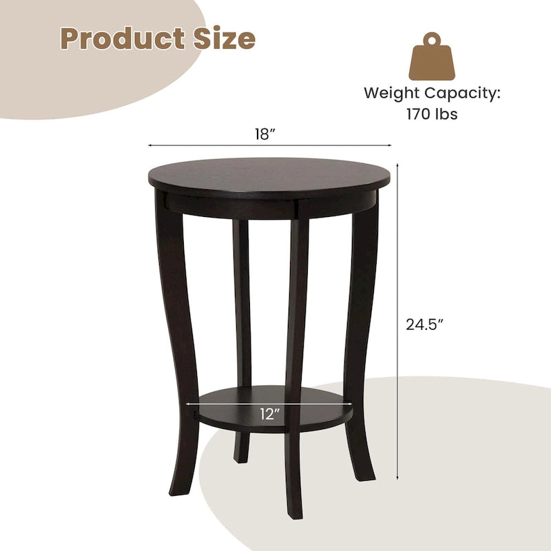 2 PCS 2-Tier End Table 18 Round Compact Sofa Side Nightstand - See Details