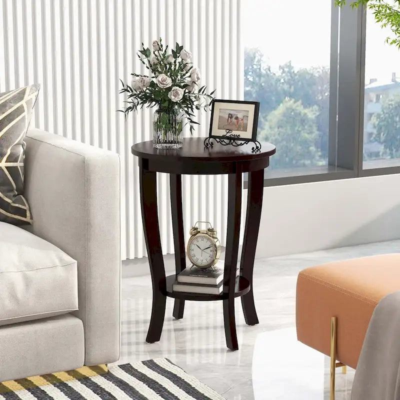 2 PCS 2-Tier End Table 18 Round Compact Sofa Side Nightstand - See Details