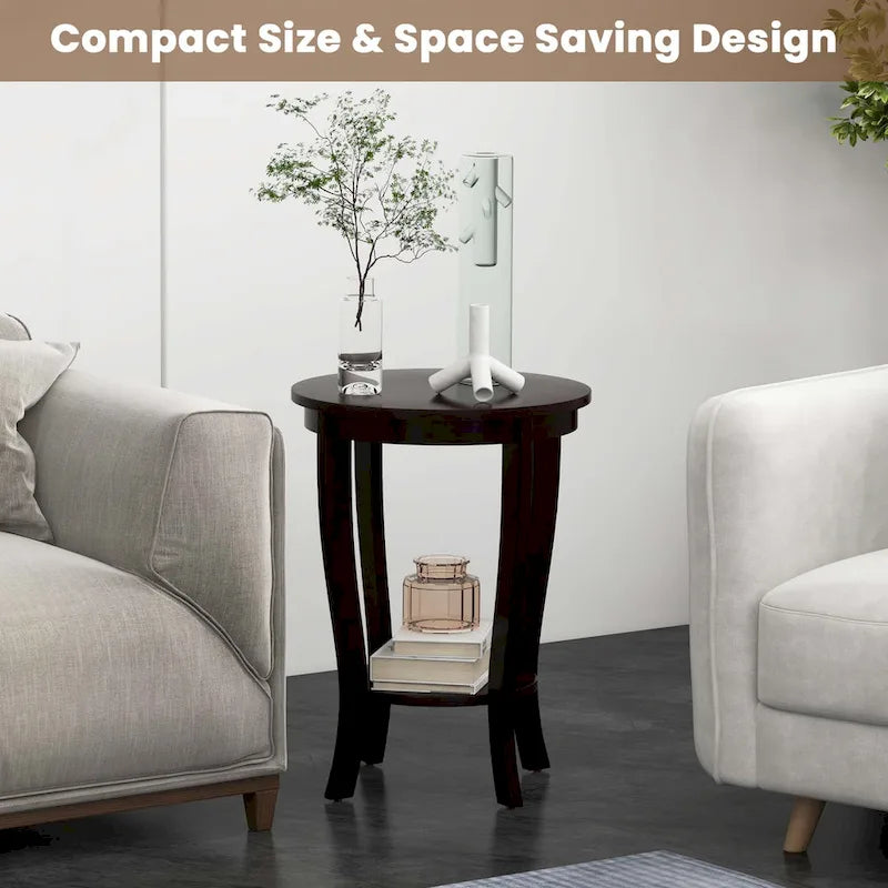 2 PCS 2-Tier End Table 18 Round Compact Sofa Side Nightstand - See Details