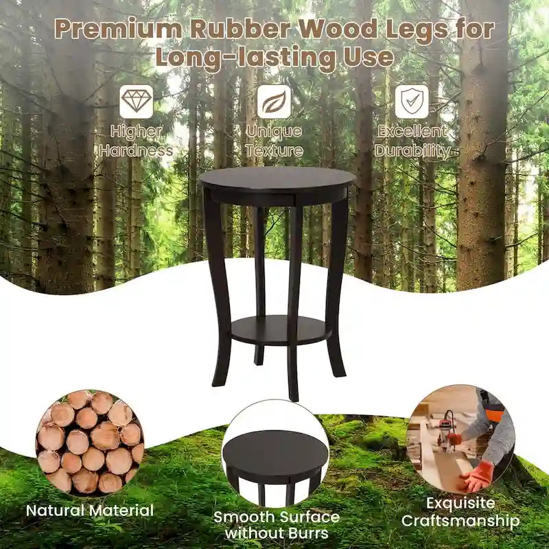 2 PCS 2-Tier End Table 18 Round Compact Sofa Side Nightstand - See Details