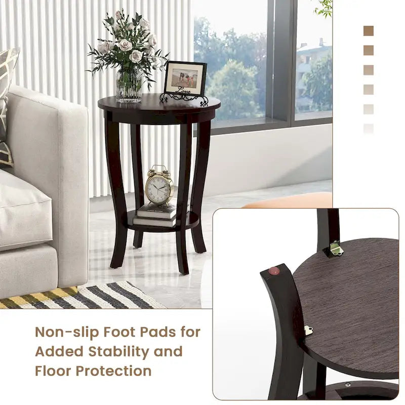 2 PCS 2-Tier End Table 18 Round Compact Sofa Side Nightstand - See Details