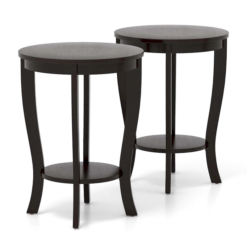 2 PCS 2-Tier End Table 18 Round Compact Sofa Side Nightstand - See Details