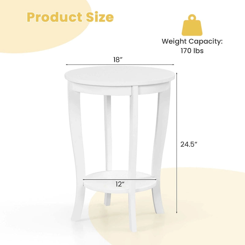 2 PCS 2-Tier End Table 18 Round Compact Sofa Side Nightstand - See Details