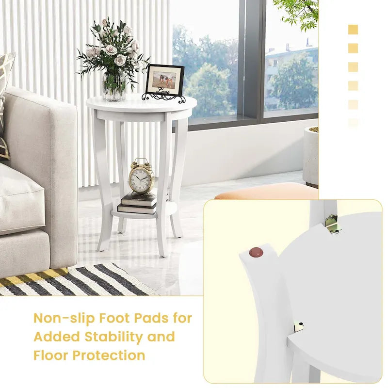 2 PCS 2-Tier End Table 18 Round Compact Sofa Side Nightstand - See Details