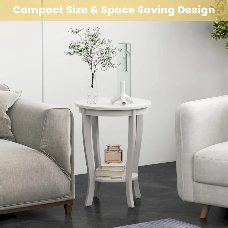 2 PCS 2-Tier End Table 18 Round Compact Sofa Side Nightstand - See Details