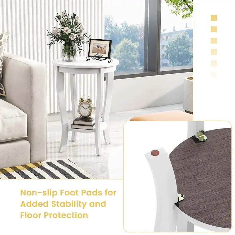 2 PCS 2-Tier End Table 18 Round Compact Sofa Side Nightstand - See Details