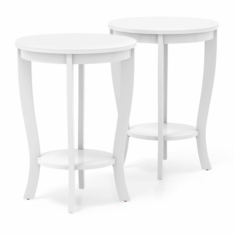 2 PCS 2-Tier End Table 18 Round Compact Sofa Side Nightstand - See Details