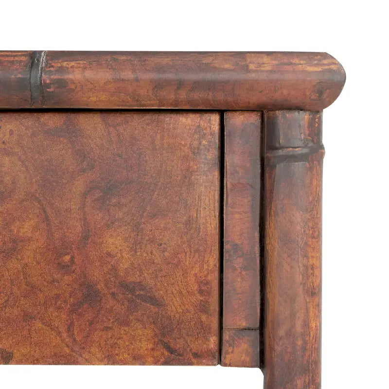 Dark brown/gold double-drawer single-layer console table - 42 inches wide x 15.8 inches long x 29 inches high - 42W x 16D x 29H