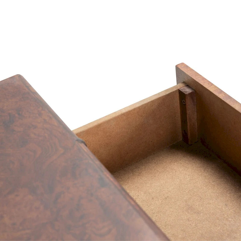 Dark brown/gold double-drawer single-layer console table - 42 inches wide x 15.8 inches long x 29 inches high - 42W x 16D x 29H