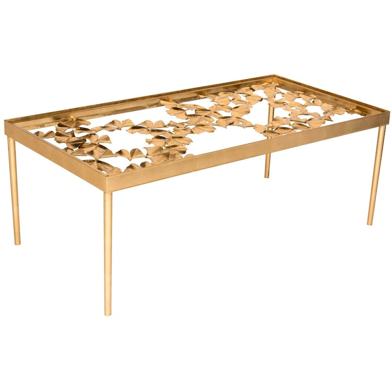 Vintage gold leaf coffee table - 48 x 24 x 17.8 inches - 48 wide x 24 deep x 18 high