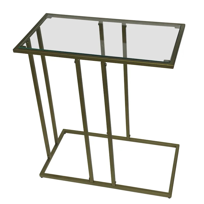 Carolina Living Serena End Table with Clear Glass - Antique Gold