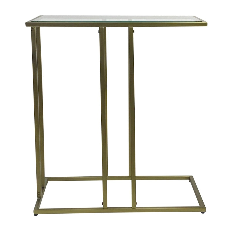 Transparent glass side table - antique gold