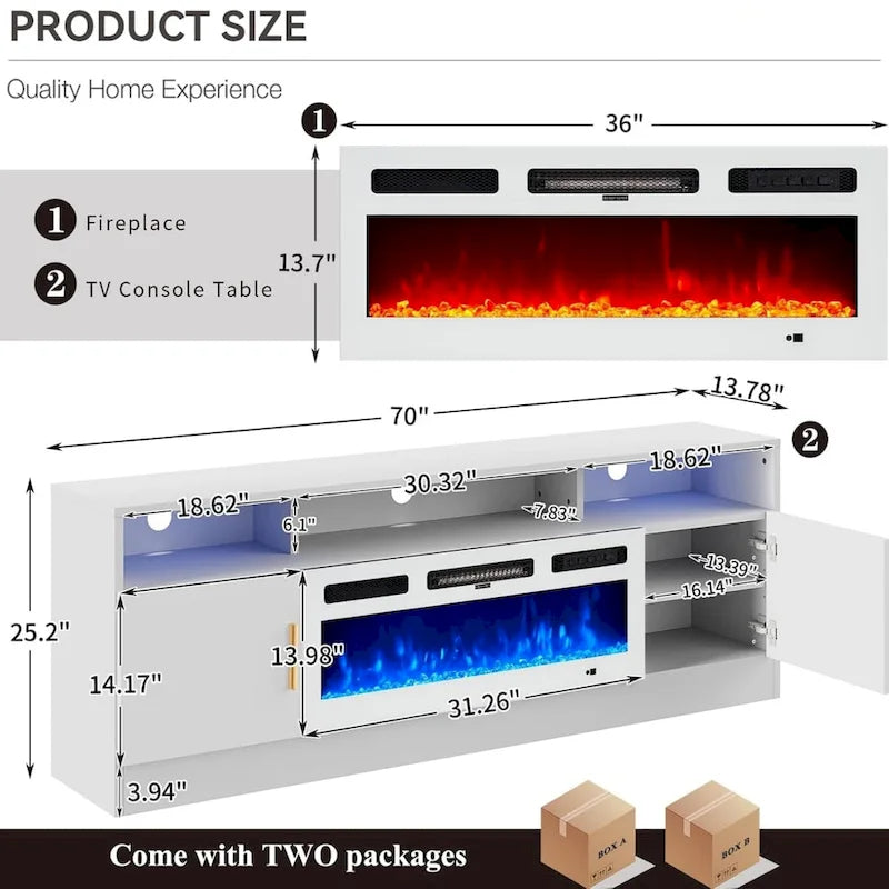 70Fireplace TV Stand with 36 Electric Fireplace