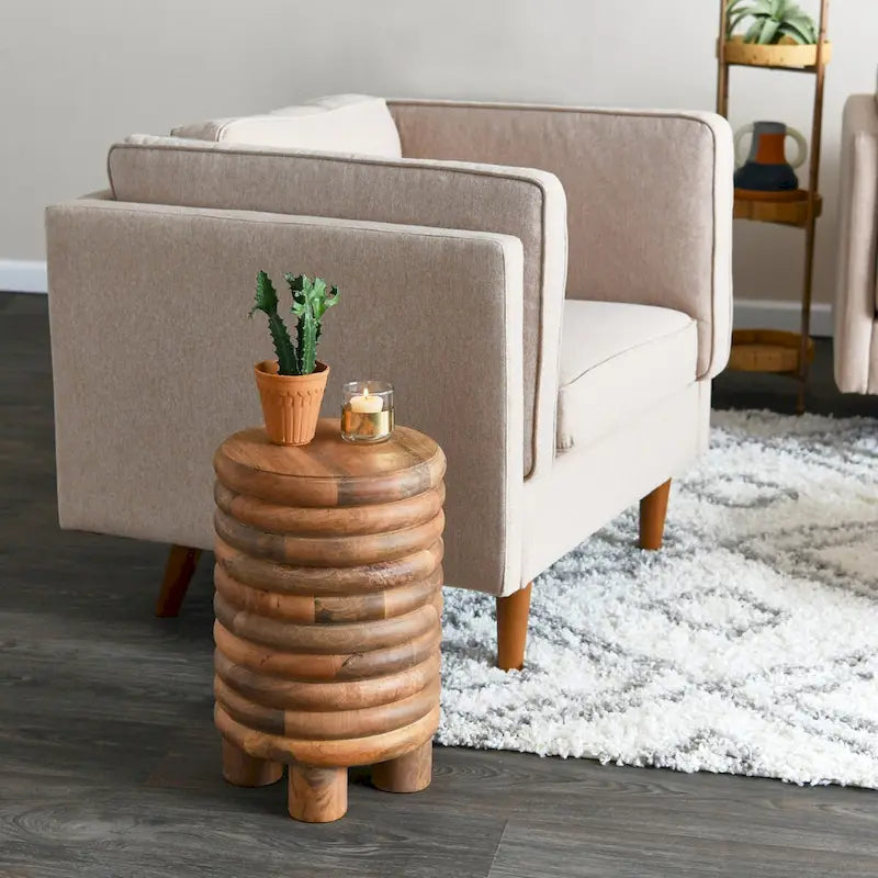 Vintage solid wood side table or stool