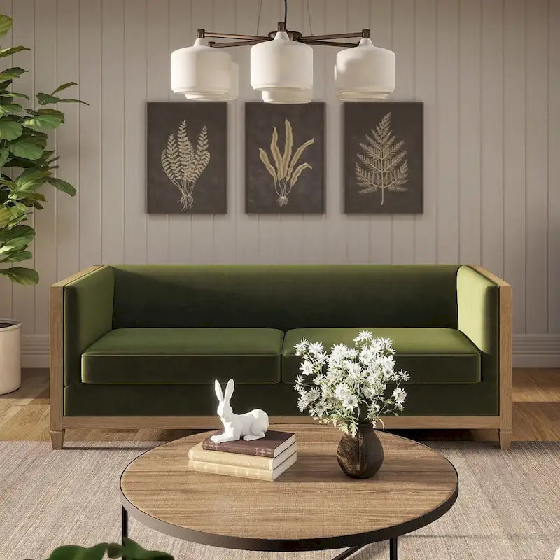 Oak rattan sofa
