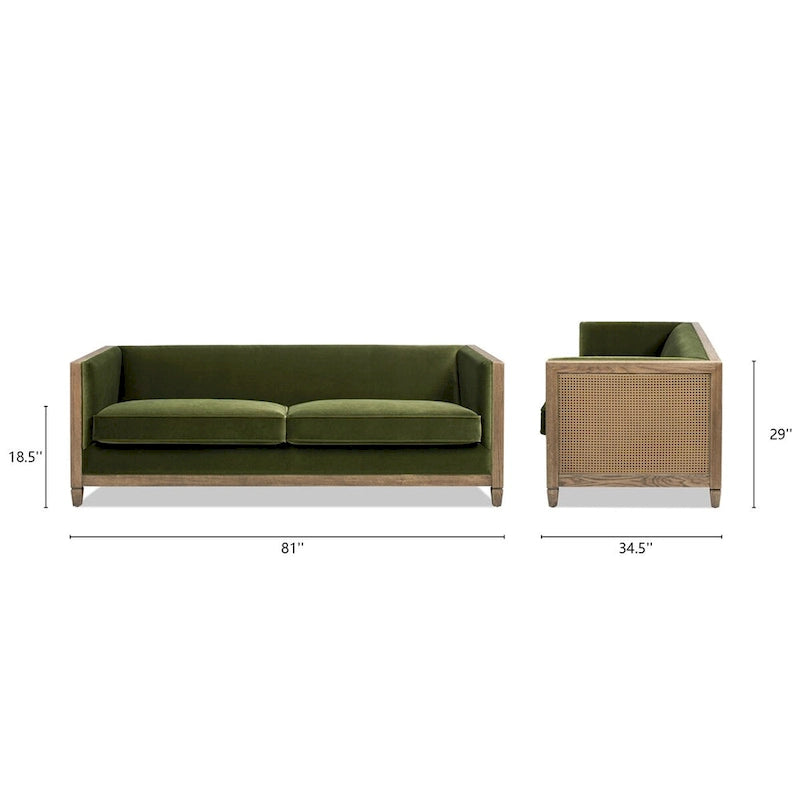 Oak rattan sofa