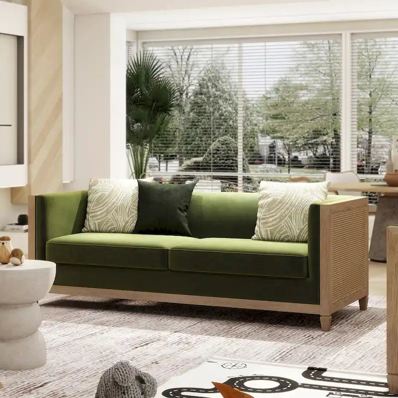 Oak rattan sofa