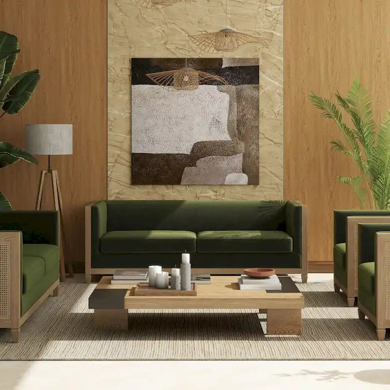 Oak rattan sofa