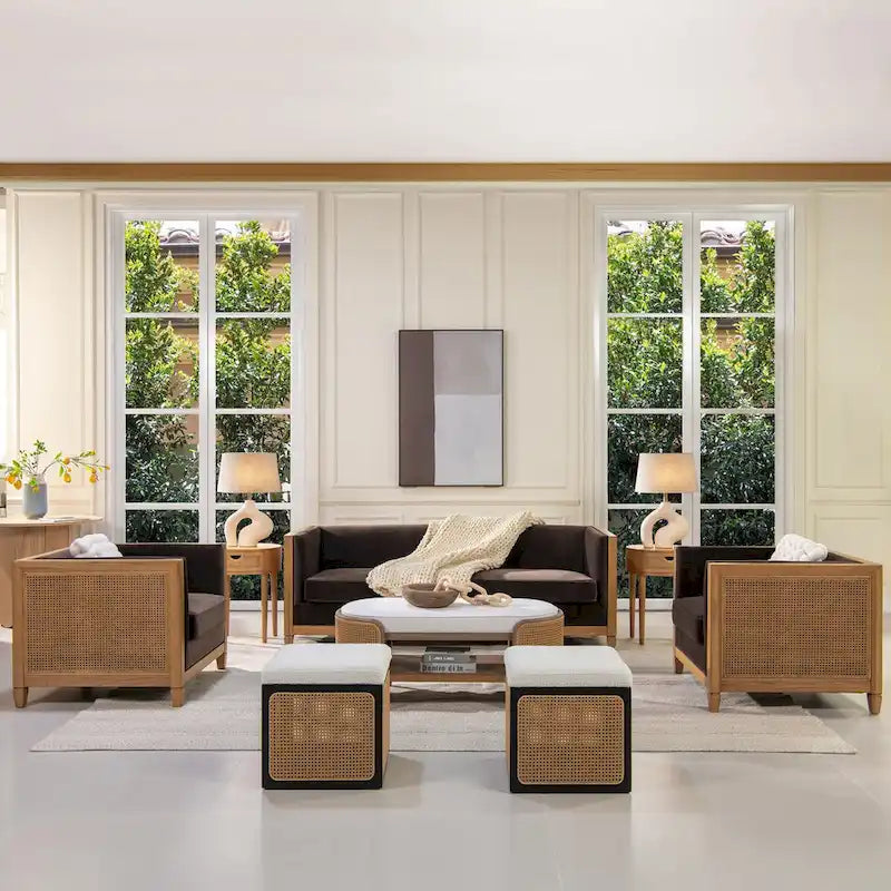 Oak rattan sofa
