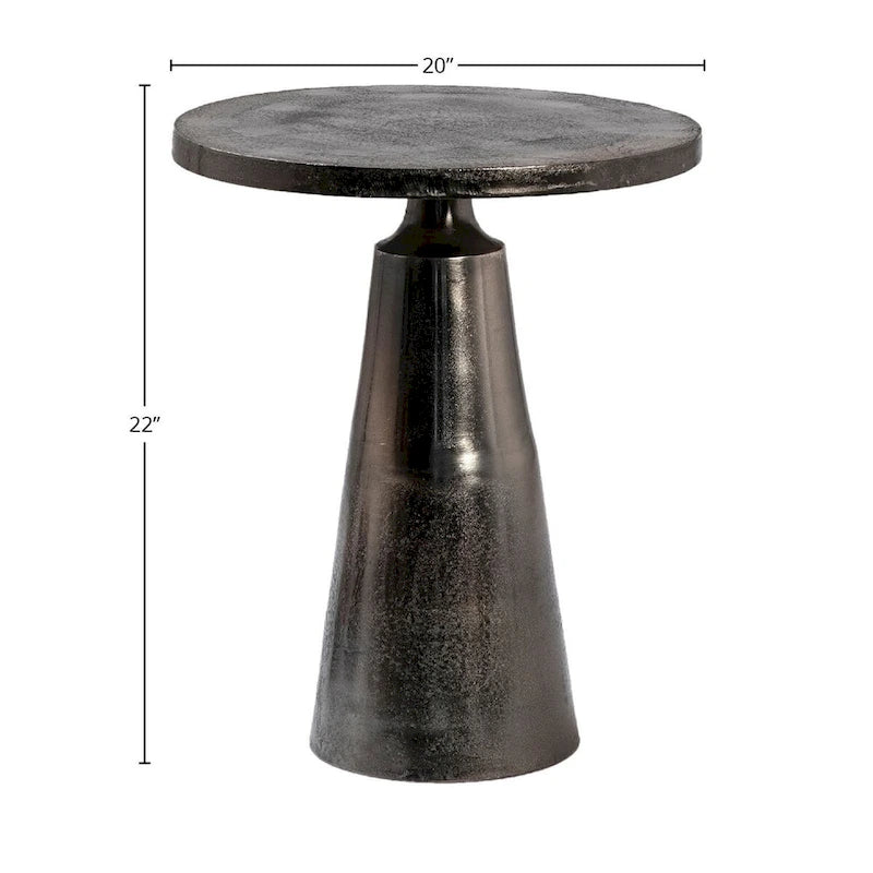 Round aluminum black nickel base side table