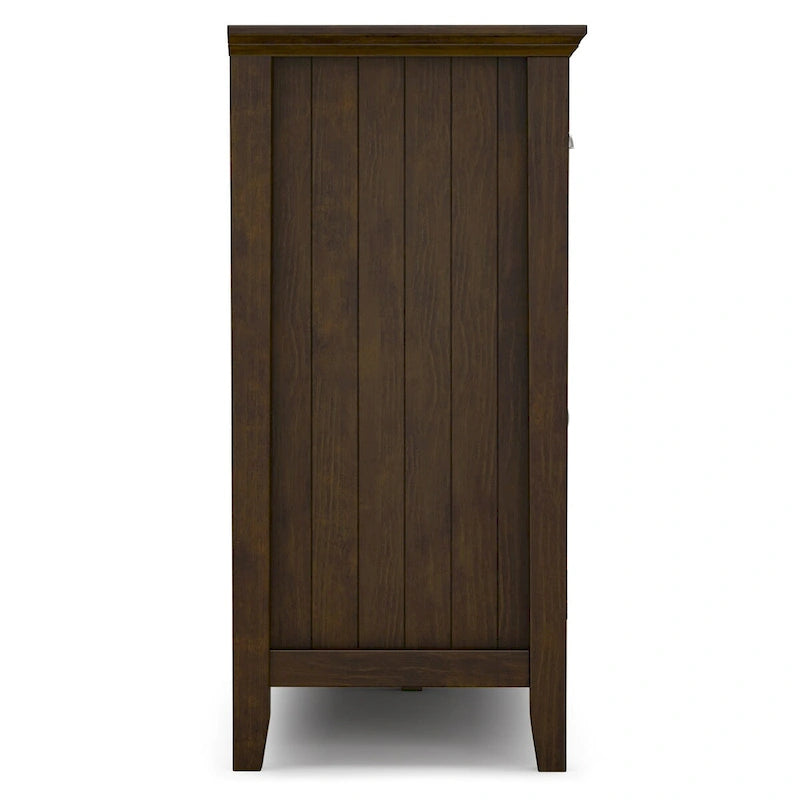 Solid wood 60-inch wide rectangular transition style large sideboard, dark brown