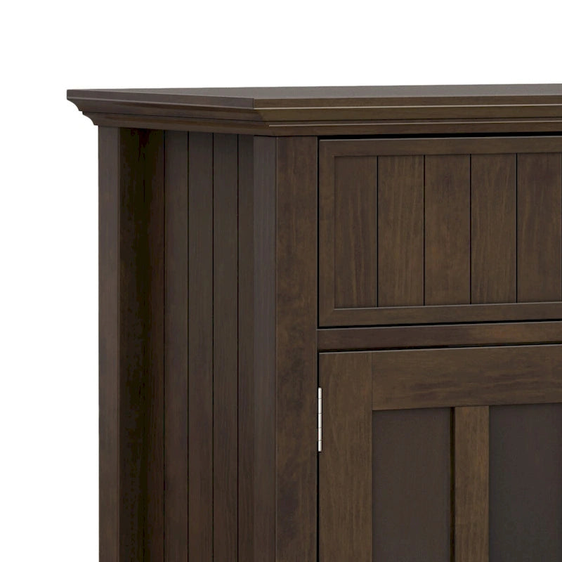 Solid wood 60-inch wide rectangular transition style large sideboard, dark brown
