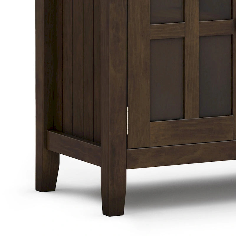 Solid wood 60-inch wide rectangular transition style large sideboard, dark brown