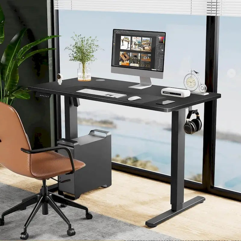Electric Height Adjustable Standing Desk,Sit to Stand Ergonomic Computer Desk,Black,55 x 24