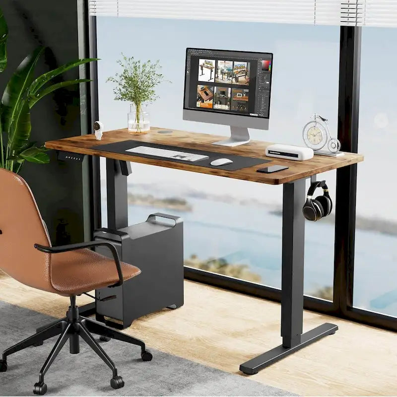 Electric Height Adjustable Standing Desk,Sit to Stand Ergonomic Computer Desk,Black,55 x 24