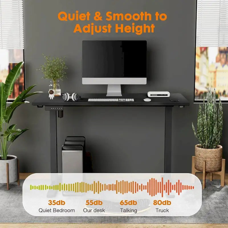 Electric Height Adjustable Standing Desk,Sit to Stand Ergonomic Computer Desk,Black,55 x 24