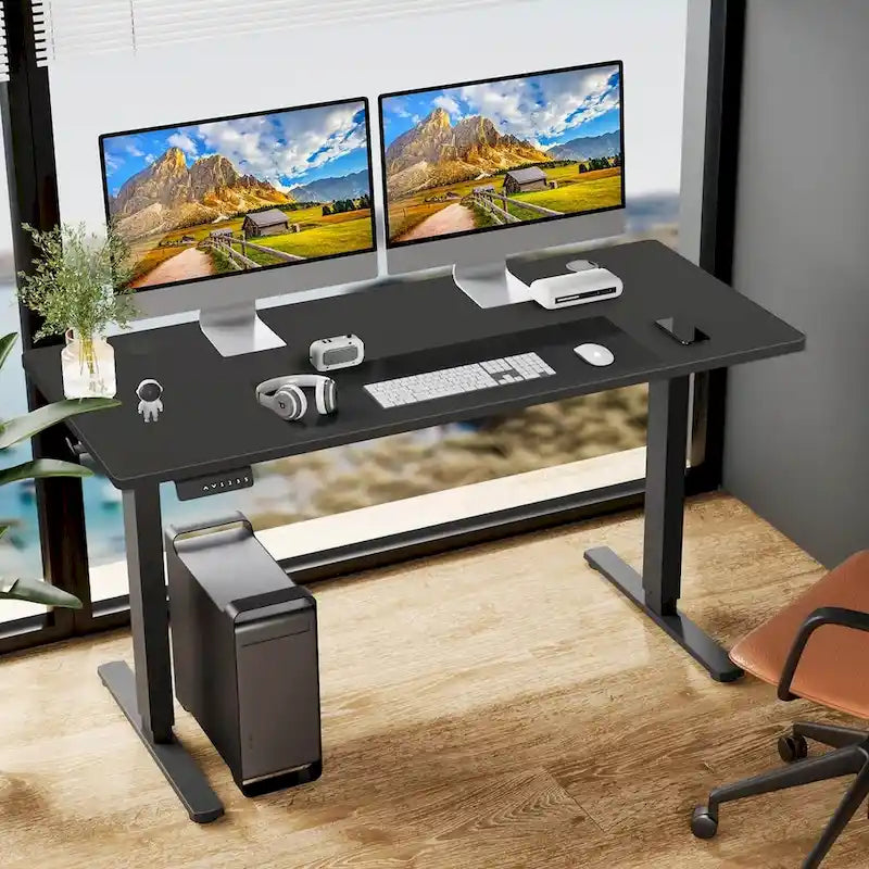 Electric Height Adjustable Standing Desk,Sit to Stand Ergonomic Computer Desk,Black,55 x 24