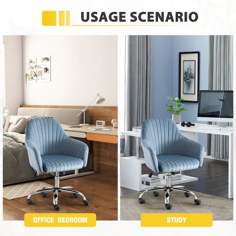 Accent chair Modern home office leisure chair with adjustable velvet height and adjustable casters